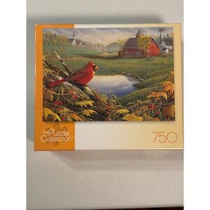VTG The Puzzle Collection Farmland Visitor Cardinal Bird 750 Piece Jigsaw Puzzle